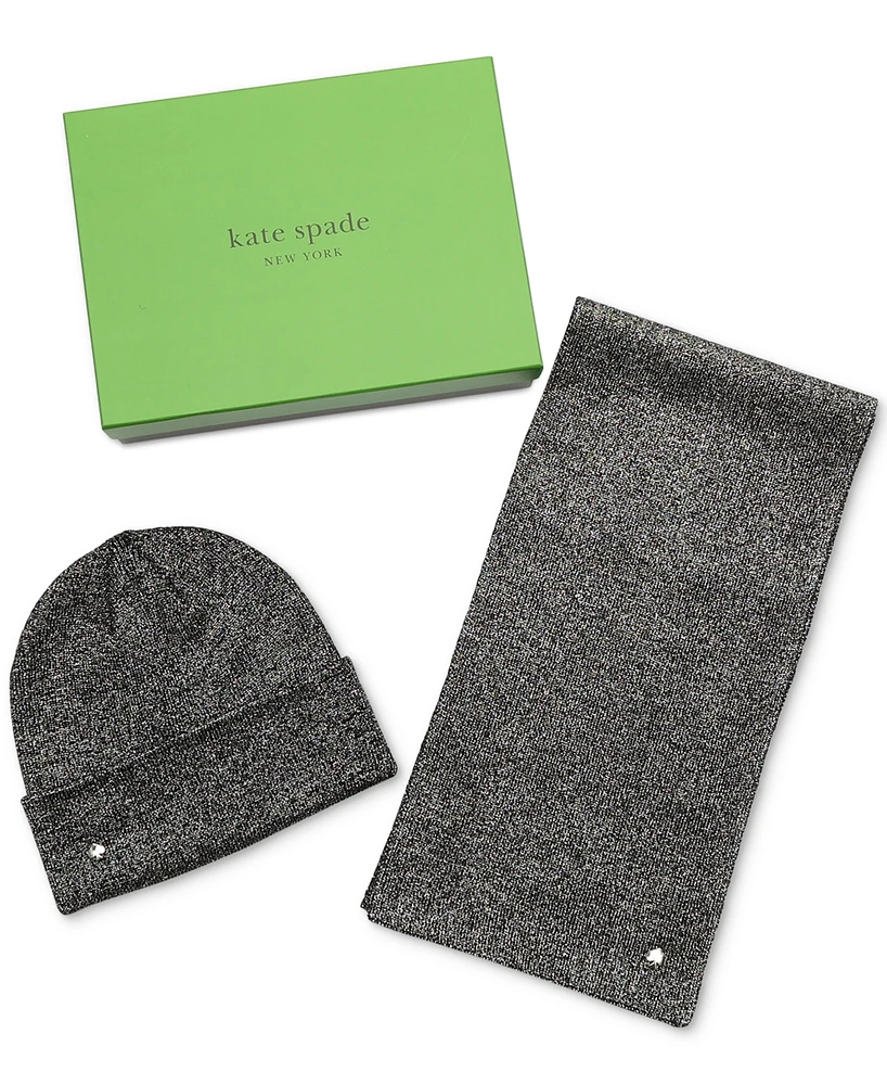 Kate Spade New York Women's Metallic Beanie & Scarf Boxed Gift Set