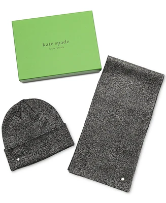 Kate Spade New York Women's Metallic Beanie & Scarf Set