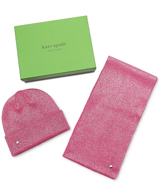 Kate Spade New York Women's Metallic Beanie & Scarf Boxed Gift Set