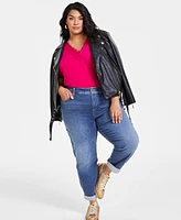 I.n.c. International Concepts Plus Slim Tech Rolled-Cuff Boyfriend Jeans, Created for Macy's