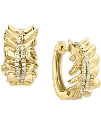 Effy Diamond Double Row Wavy Huggie Hoop Earrings (1/4 ct. t.w.) in 14k Gold, 0.75"