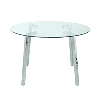 Chrome Leg Glass Dining Table, Modern Minimalist Design