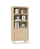 Streamdale Furniture Boho Rattan Bookcase Style, Storage, and Multifunction