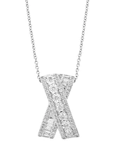 Effy Diamond Round & Baguette Crossover 18" Pendant Necklace (3/4 ct. t.w.) in 14k White Gold