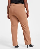 I.n.c. International Concepts Plus Mid-Rise Pull-On Straight-Leg Pants, Created for Macy's