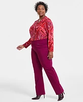 I.n.c. International Concepts Plus Mid-Rise Pull-On Straight-Leg Pants, Created for Macy's