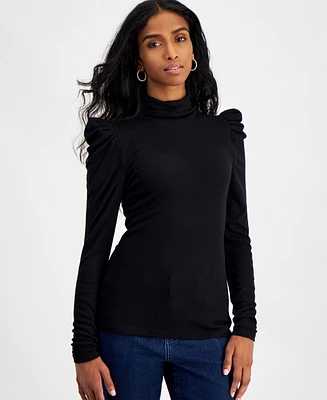 I.n.c. International Concepts Petite Puff-Sleeve Mock Neck Top, Created for Macy's