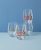 Lenox Snoopy Christmas Assorted Stemless Wine Glasses, Set of 4