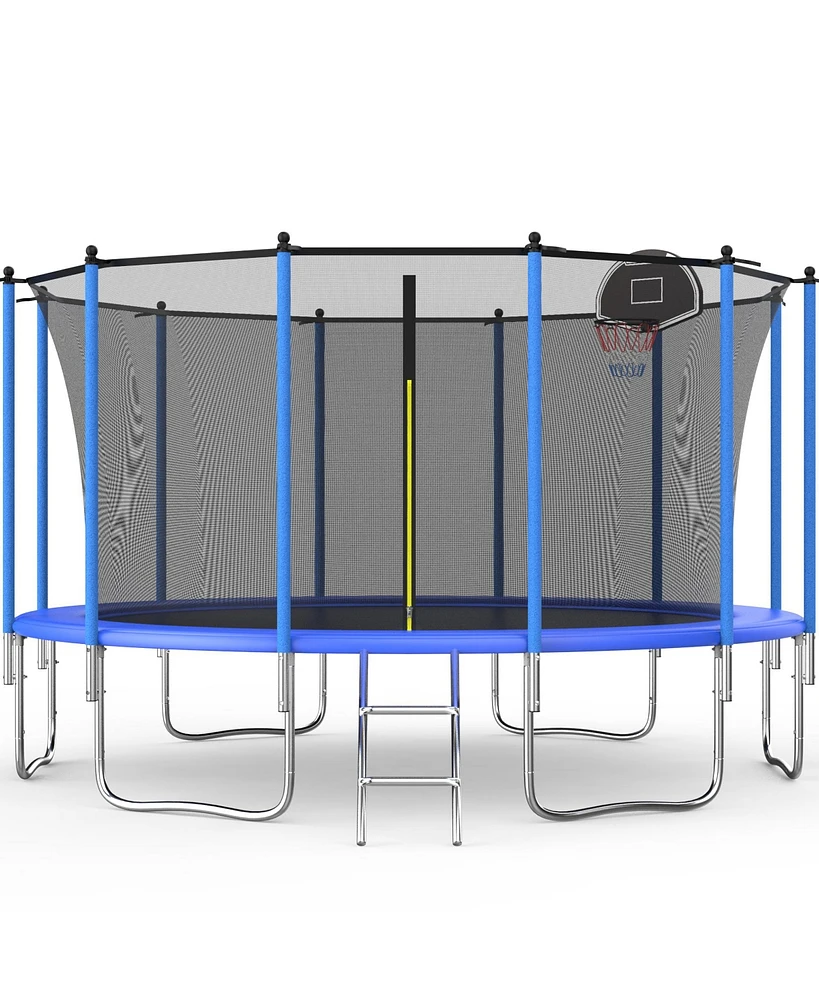 Simplie Fun 16 Ft Trampoline Inside Safety Net With Basketball Hoop