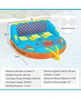 Costway Towable Tube for Boating 3 Riders with Front & Back Tow Points for Towing Rider