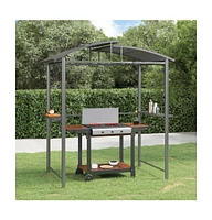 vidaXL Bbq Gazebo with Side Shelves Anthracite 82.7"x44.9"x90.6" Steel