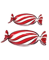 Godinger Red Peppermint Wrapper Trays, Set of 2