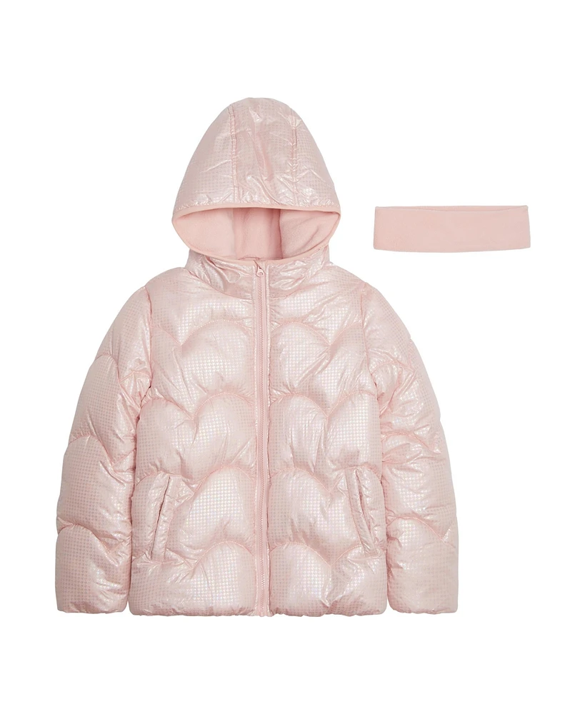 WeatherTamer Big Girls Iridescent Foil Puffer Jacket