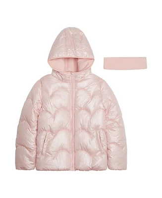 WeatherTamer Big Girls Iridescent Foil Puffer Jacket