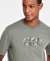 A|X Armani Exchange Men's Short Sleeve Crewneck Camo Logo T-Shirt