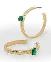 Steve Madden Faux Stone Gem Omega Hoop Earrings