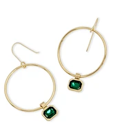 Steve Madden Faux Stone Gem Charm Hoop Earrings