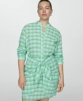 Mango Women's Check Bow Dress