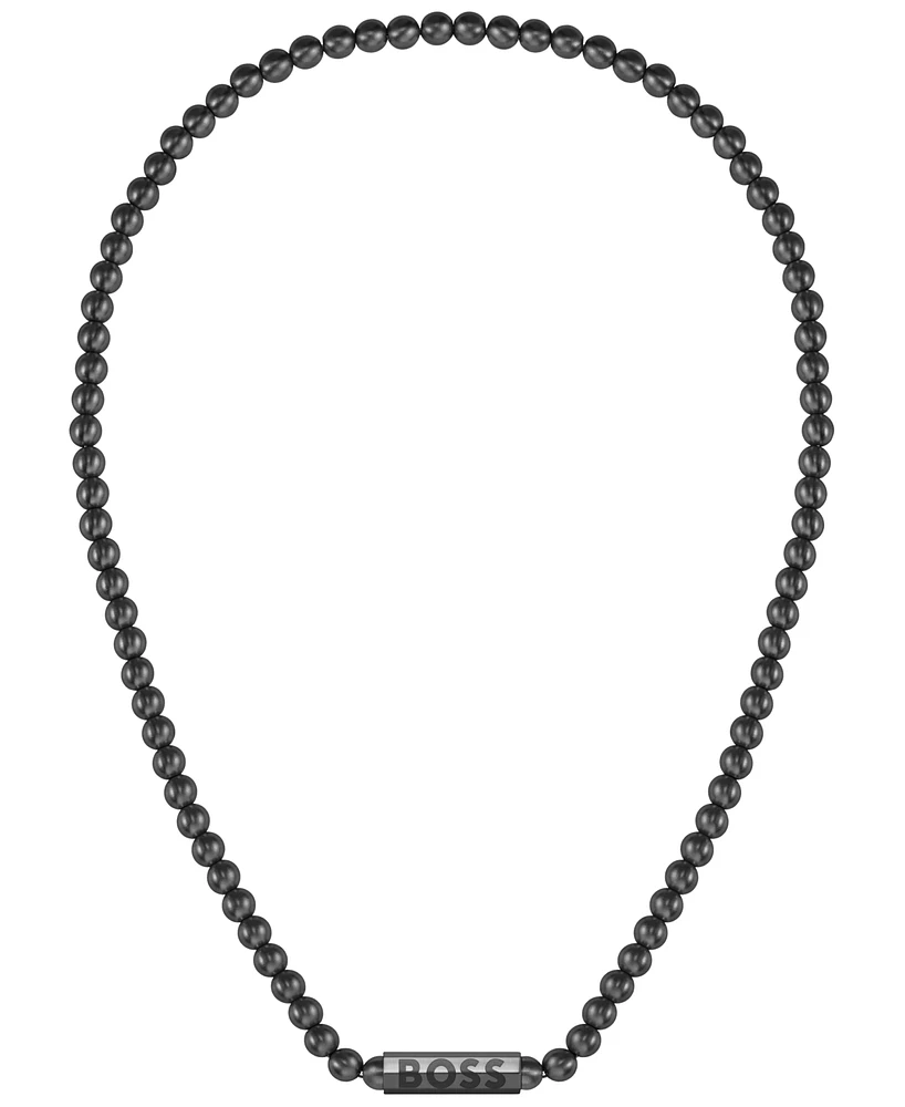 Hugo Boss Men's Sphere Ionic Plated Black Steel Necklaces