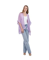 Tahari New York Tahari Women's Lightweight Kimono with Crochet Fringe Trim