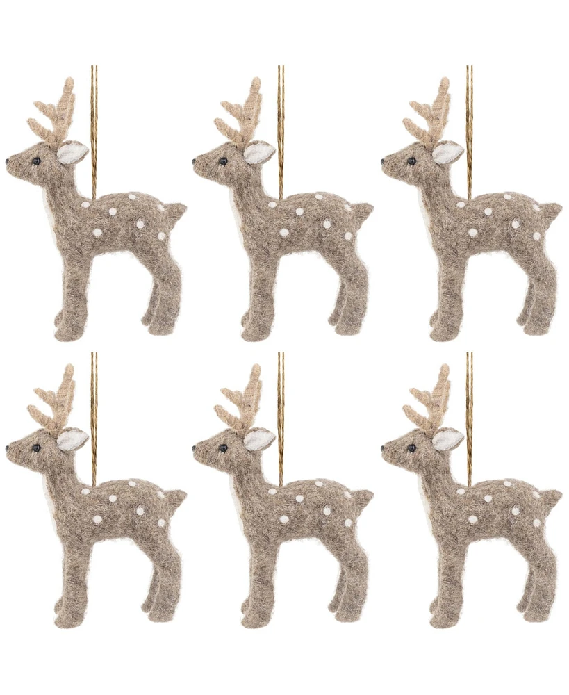 Slickblue Deer Ornament (Set of 6) 6.5"H Foam/Felt