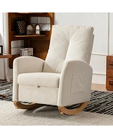 Simplie Fun Cozy Rocking Chair with Footrest and Storage