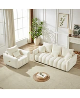 Streamdale Furniture Modern 3+1 Sofa Combo: Teddy Fabric, Wooden Frame, 4 Cushions