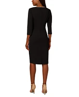 Adrianna Papell Women's Contrast Trim 3/4-Sleeve Sheath Dress