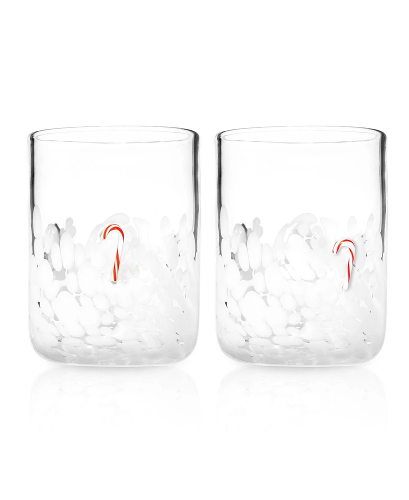 Godinger Candy Cane Double Old Fashioned Glasses, Set of 2