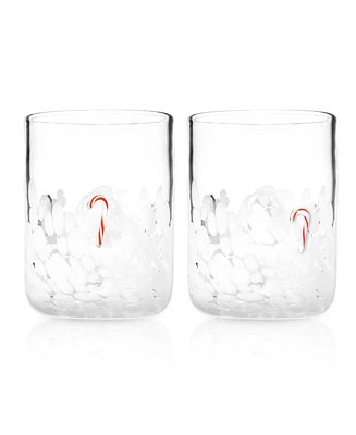 Godinger Candy Cane Double Old Fashioned Glasses, Set of 2