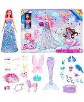 Barbie Advent Calendar, Fashion Doll 24 Surprise Accessories, Transform to Mermaid More - Multi