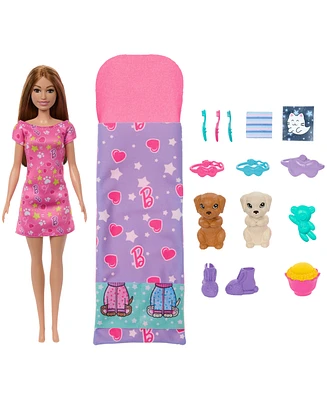 Barbie Doll Puppy Slumber Party Playset with 2 Toy Dog Figures, 10+ Accessories, Color-Change