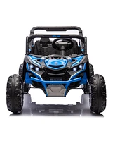 Streamdale Furniture 24V Kids Utv w/Remote, 4-Wheel Suspension, Anti-Collision Bar, Storage, Music, Bluetooth