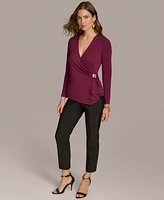 Donna Karan New York Women's Long-Sleeve Faux-Wrap Top