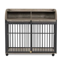 Streamdale Furniture Designer Dog House Stylish Furniture-Style Dog Crate with Sliding Door and Storage