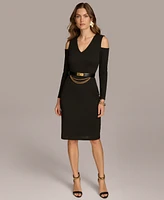 Donna Karan New York Women's Chain-Belt Cold-Shoulder Dress