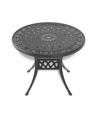 Simplie Fun 35.43" Cast Aluminum Patio Table with Umbrella Hole