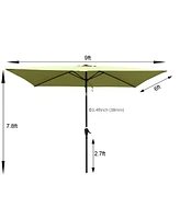 Streamdale Furniture 6 X 9FT Patio Umbrella Outdoor Waterproof Umbrella With Crank And Push Button Tilt