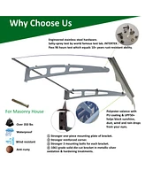 47"x34" Polycarbonate Door Awning with Aluminum Alloy Brackets