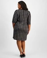 Connected Plus Round-Neck 3/4-Sleeve Jersey Sheath Dress