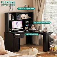 Space-Saving L-Shaped Desk with 2 Usb Ports & 3 Outlets