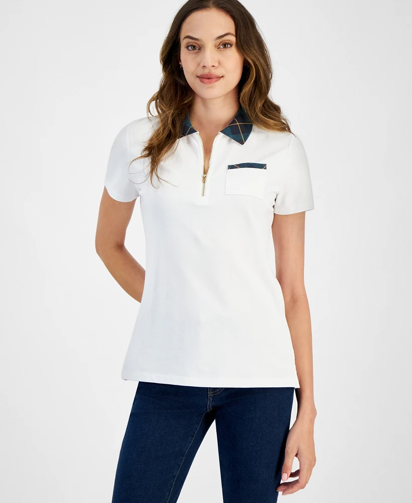 Tommy Hilfiger Women's Plaid-Collar Polo Shirt