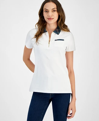 Tommy Hilfiger Women's Plaid-Collar Polo Shirt