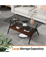 Streamdale Furniture Modern Glass Coffee Table with Mdf Shelf