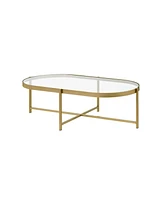 Simplie Fun Charrot Coffee Table, Clear Glass & Gold Finish