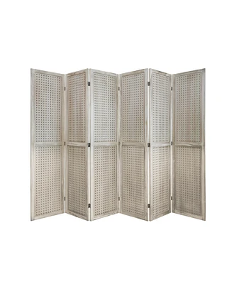 Simplie Fun 6-Panel Pegboard Room Divider for Privacy, Display, and Organization