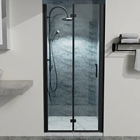 Streamdale Furniture 35-3/8 in. W x 72 in. H Bi-Fold Shower Doors in Matte Black with Clear Glass