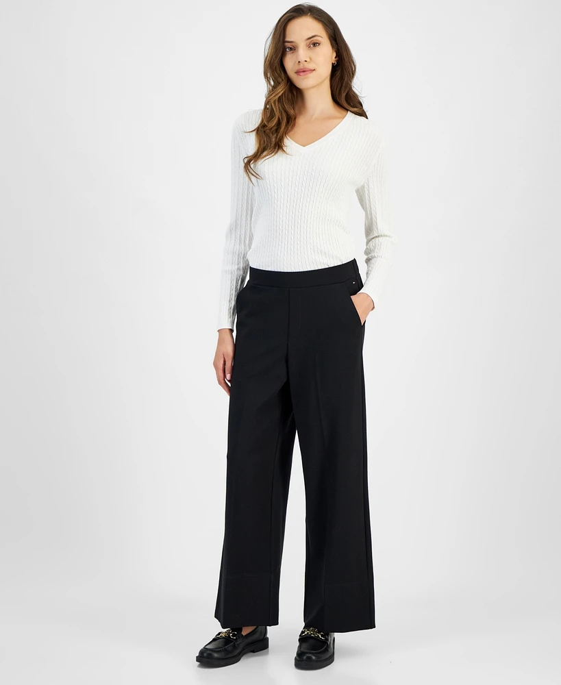 Tommy Hilfiger Women's Wide-Leg Elasticized-Waist Pants