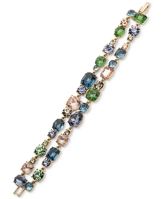 Givenchy Gold-Tone Multicolor Crystal & Stone Double-Row Flex Bracelet