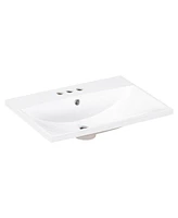 Streamdale Furniture 24" Ceramic Vanity Top, White Basin, 3-Faucet Holes